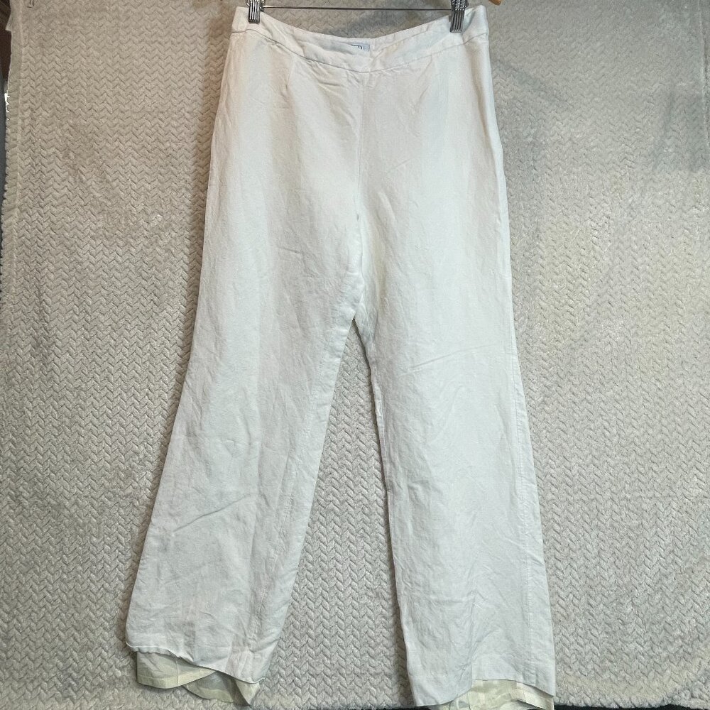 Kasper Audrey Classic Side Zip White Linen Lined Pants Women Size 8 | Resortwear